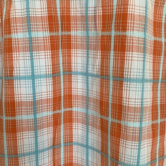 Timberland Mens Shirt XL Short Sleeve Cotton Button Front Orange Plaid - Picture 9 of 10
